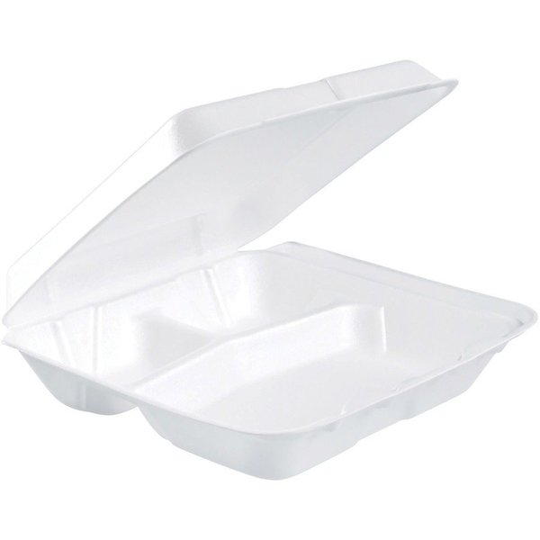 Dart Container Container, 3-Compart, 15-3/5"x19-9/10"x16-9/10", 200/CT, WE PK DCC80HT3R